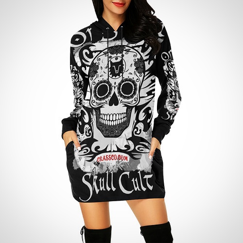 GrafikDesign Skull Hoodie-Kleid